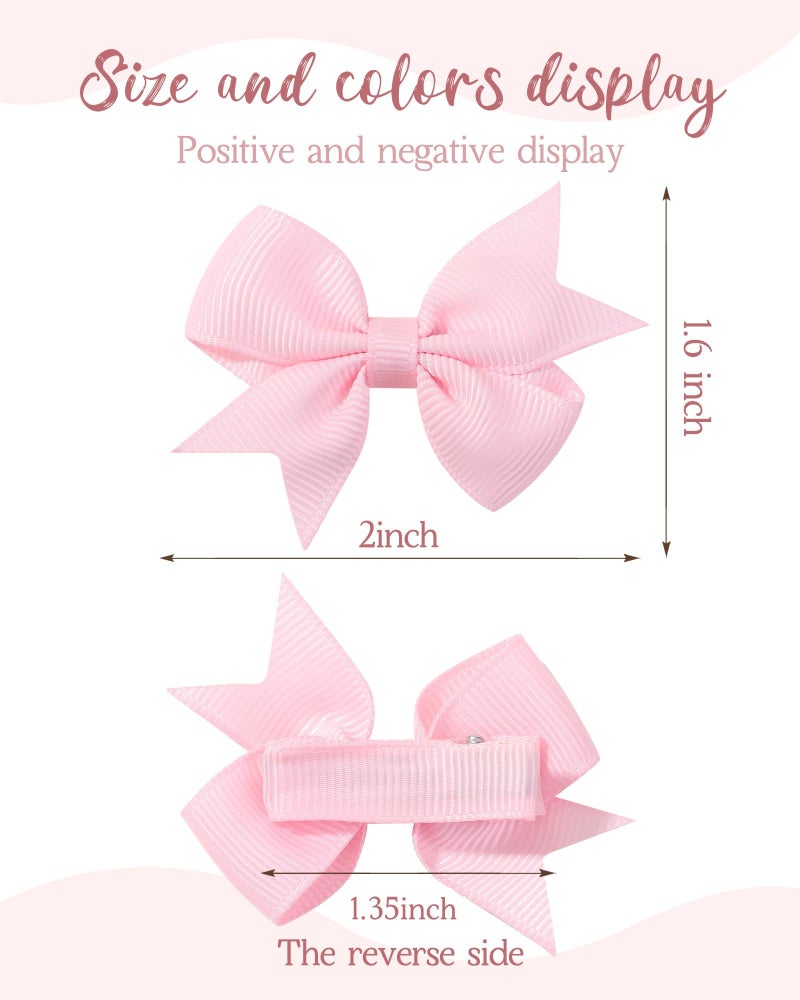 doboi 40PCS 2'' Baby Hair Bows Clips Fully Lined Grosgrain Boutique Solid Ribbon Mini Bows for Girls Teens Infants Kids Toddlers Newborn - Image 2