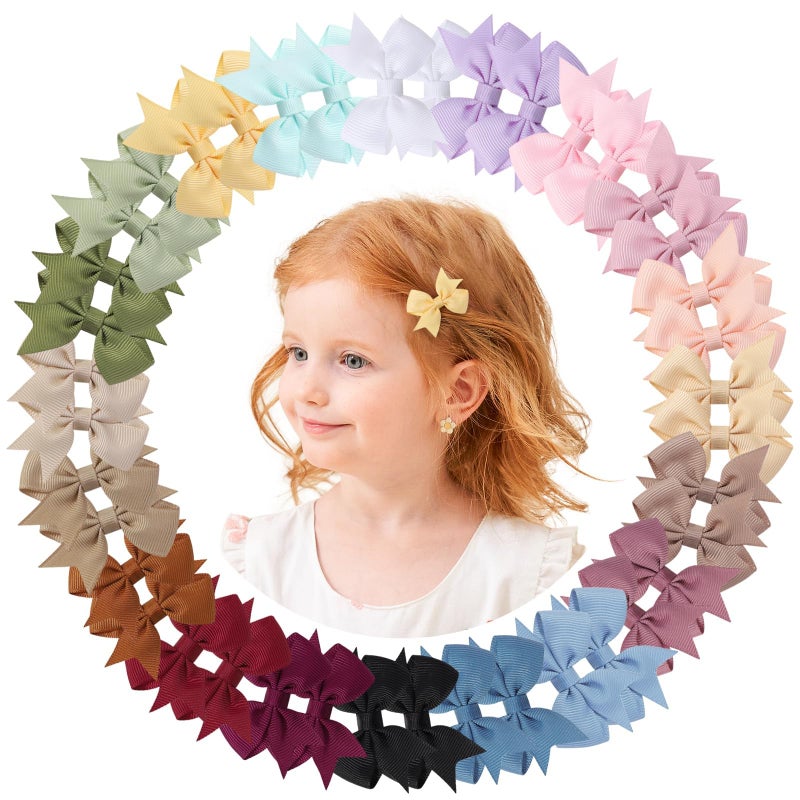 doboi 40PCS 2'' Baby Hair Bows Clips Fully Lined Grosgrain Boutique Solid Ribbon Mini Bows for Girls Teens Infants Kids Toddlers Newborn - Image 1