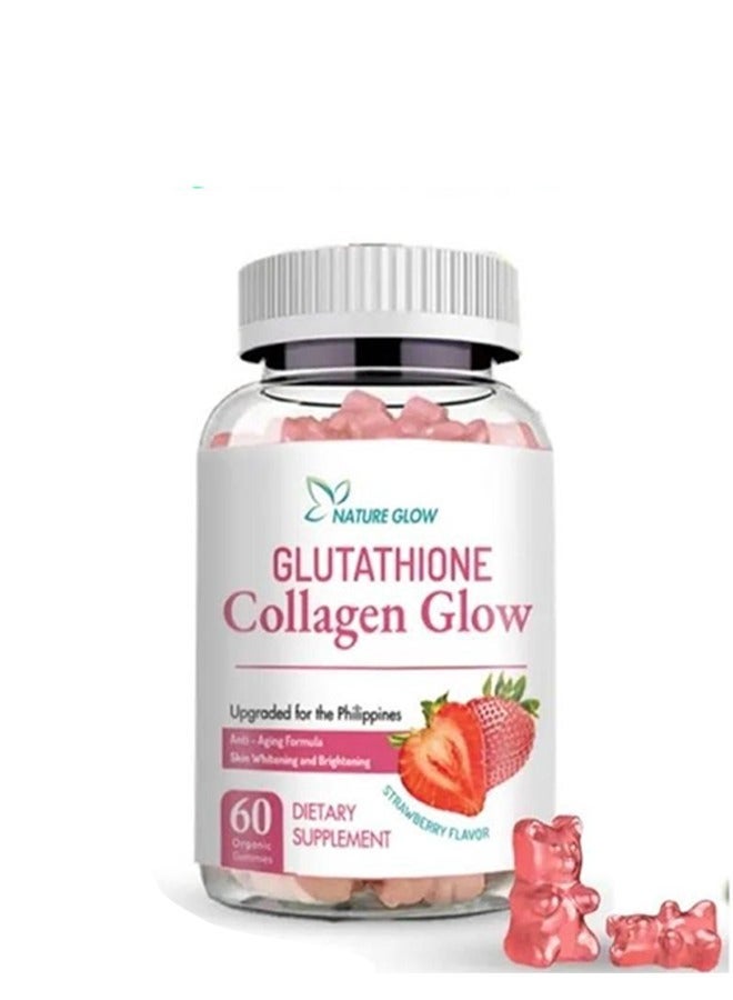 NATURE GLOW Glutathione Collagen Glow Anti-Aging Whitening and Brightening 60 Gummies Strawberry Flavor  - Image 2