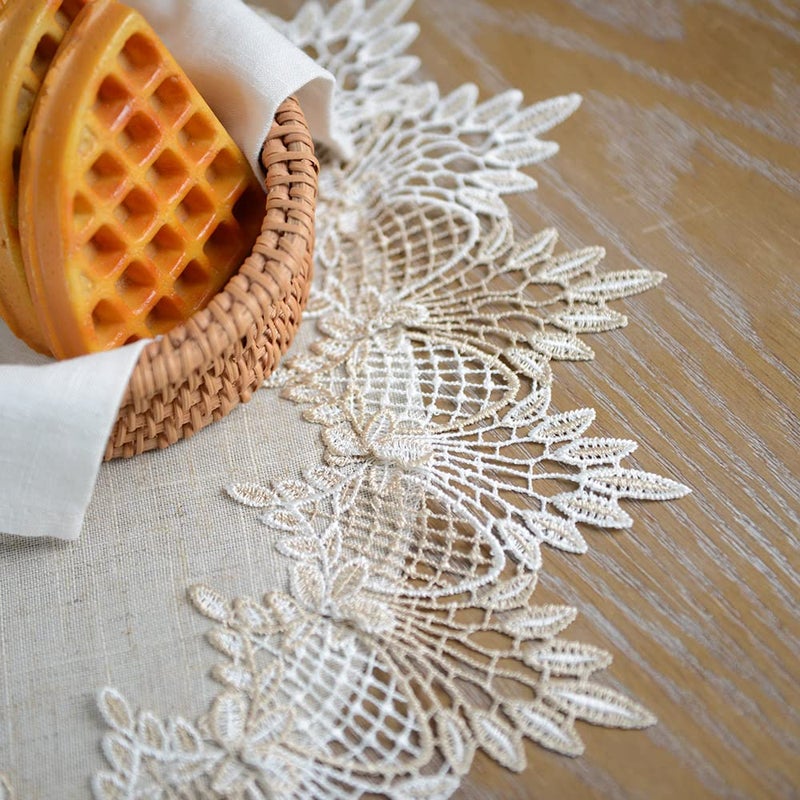 ARTABLE Grey Lace Doily Linen Table Topper Scarf Placemat Round Small Coffee Farmhouse Table Cover Rustic for Kitchen Home Dining (Stone Grey, 15 Inch Round) - Image 4