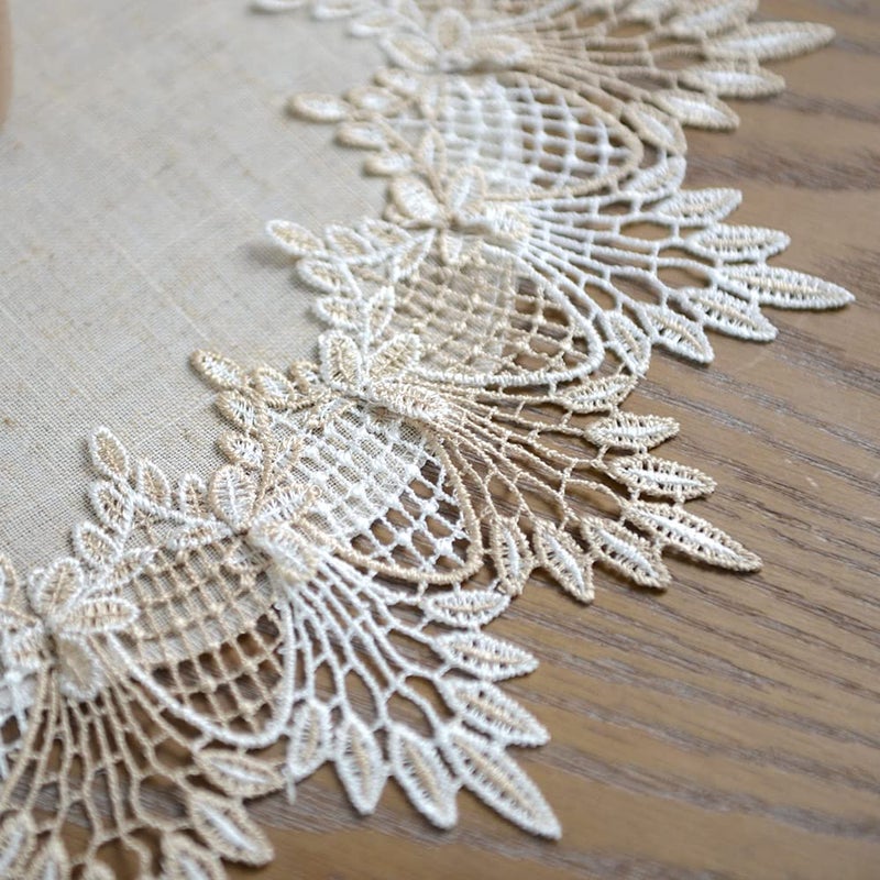 ARTABLE Grey Lace Doily Linen Table Topper Scarf Placemat Round Small Coffee Farmhouse Table Cover Rustic for Kitchen Home Dining (Stone Grey, 15 Inch Round) - Image 5