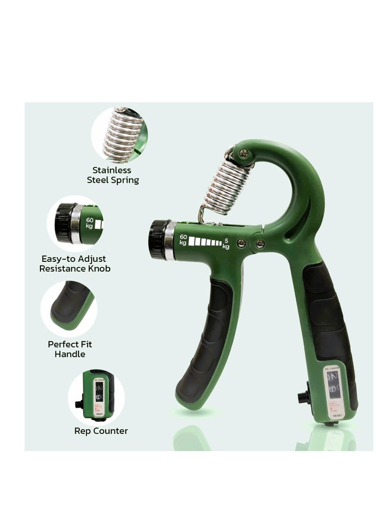 ALLKING Adjustable Hand Grip Strengthener, Hand Gripper with Counter for Men & Women for Gym Workout Hand Exercise Equipment for Forearm Exercise, Finger Exercise Power Gripper - Multicolor- 60kg  - Image 5