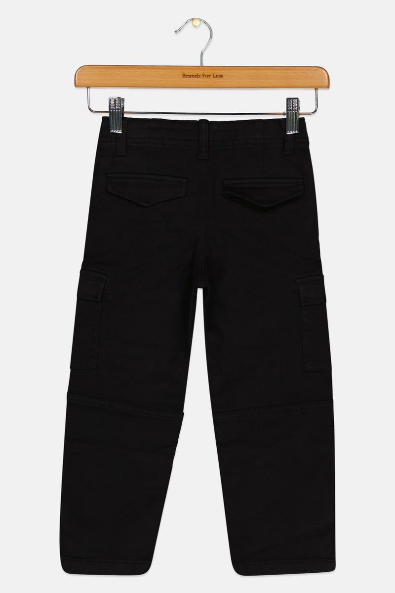 JACK & JONES Toddlers Boy Solid Stretchable Cargo Pants, Black - Image 3