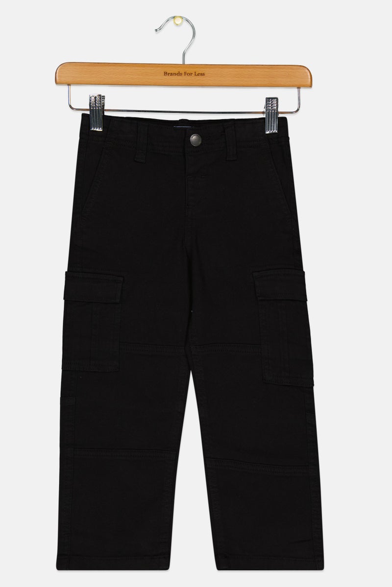 JACK & JONES Toddlers Boy Solid Stretchable Cargo Pants, Black - Image 2