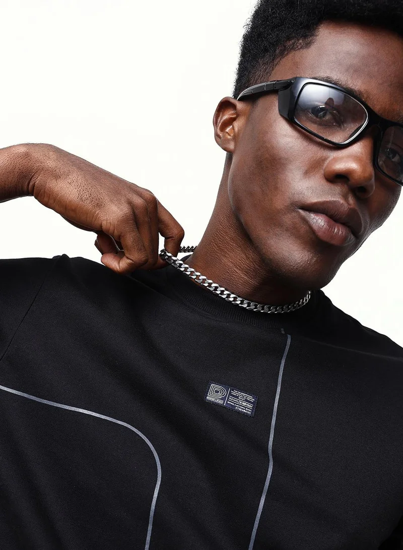 Men's Black Cotton Blend Relaxed Sweatshirt