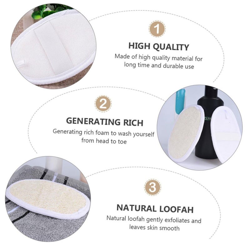 Natural Loofah Bath Brush Set 4pcs 2 Cylindrical 2 Flat Exfoliating Scrubbers For Gentle Skin Renewal - Image 4