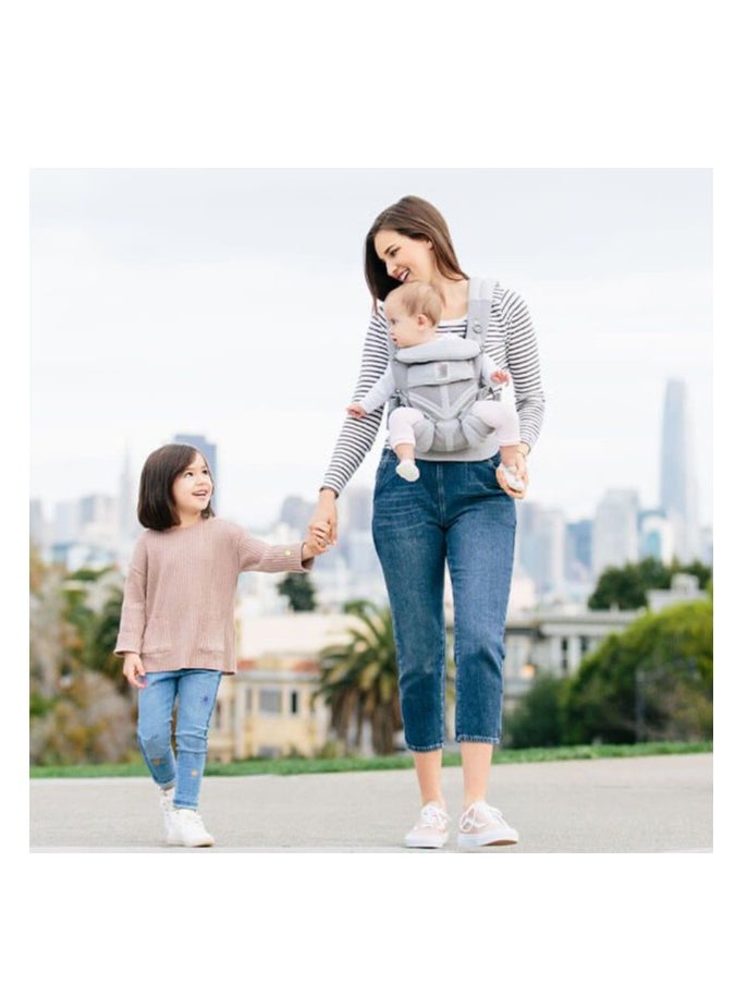 SYOSI - 360 All Position Baby Carrier with Lumbar Support and Cool Air Mesh, Adjustable Hook and Loop, Classic Weave, Soft Fabric, Newborn to Toddler (7-45 lb), Grey - Image 1