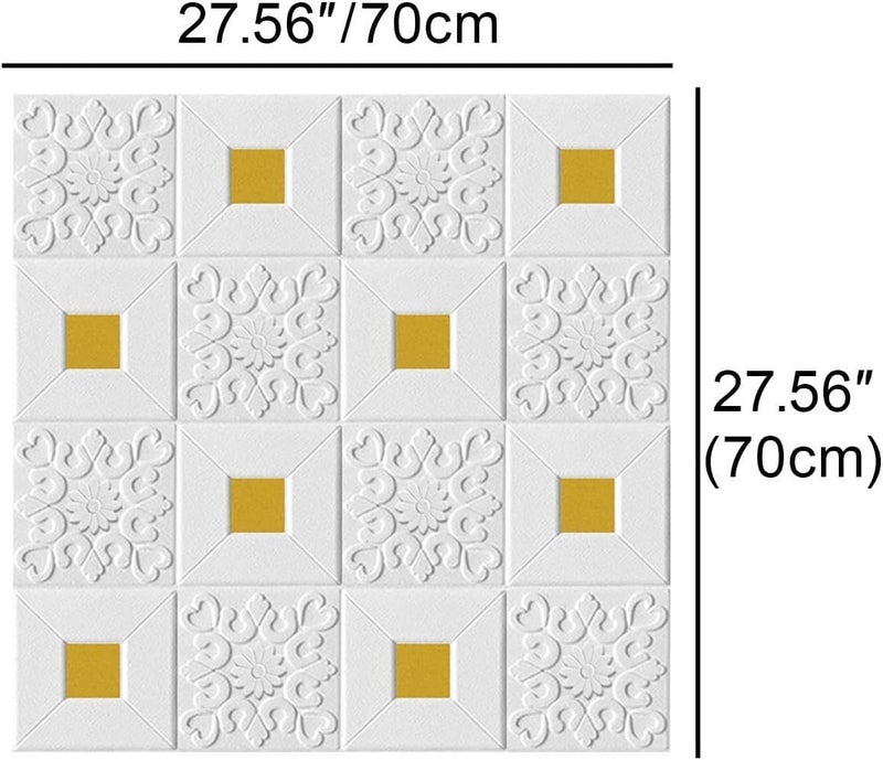 Barebeauty Wall Stickers Wallpaper DIY Decal (70 x 70cm, Appx. 5.3Sq Feet Each Sheet) 3D Frames PVC DIY Self Adhesive, (White) (3, Gold) - Image 2