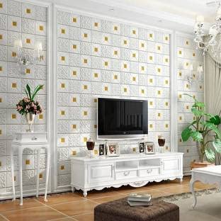 Barebeauty Wall Stickers Wallpaper DIY Decal (70 x 70cm, Appx. 5.3Sq Feet Each Sheet) 3D Frames PVC DIY Self Adhesive, (White) (3, Gold) - Image 4