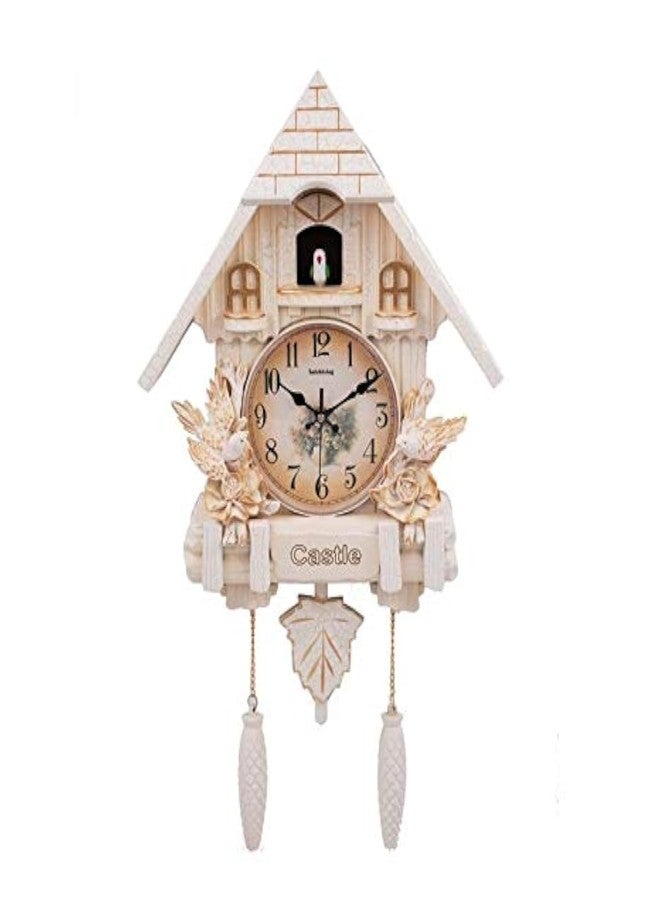 Three Secondz Plastic Cuckoo Living Bird Alarm Analog Wall Clock (Off-White, 65 Cm X 16 Cm X 37 Cm) - Image 1