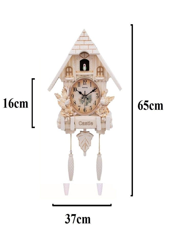 Three Secondz Plastic Cuckoo Living Bird Alarm Analog Wall Clock (Off-White, 65 Cm X 16 Cm X 37 Cm) - Image 5