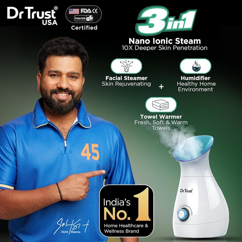 Dr Trust USA 3 in 1 Nano Ionic Facial Steamer Vaporizer Room Humidifier and Towel Warmer (White) - Image 2