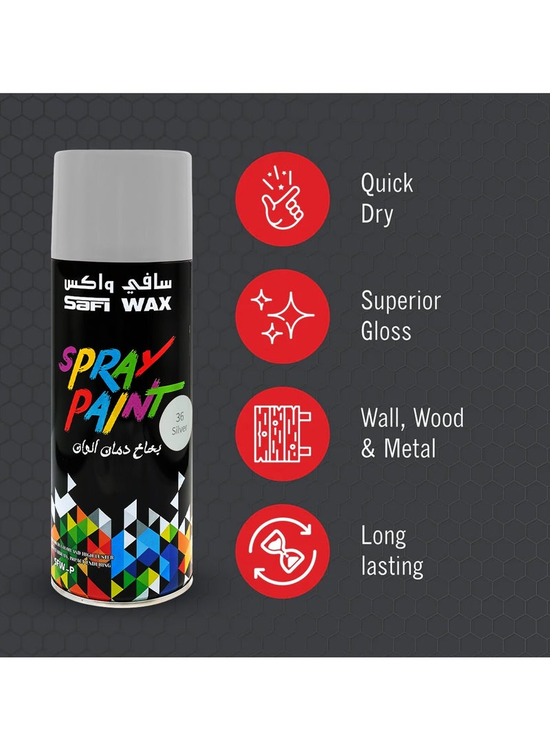 Safi WAX Combo - Buy 4pcs SAFI WAX Spray Paint Silver 450ml Versatile, Fast-Drying, and Glossy Finish for Multiple Surfaces SFW-P-36 - Image 5