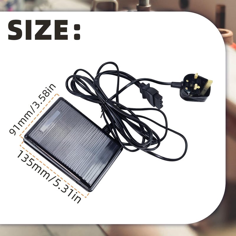 Flylin Sewing Foot Controller Pedal, Replacement Foot Pedal and Power Cord Sewing Machine with Power Cord UK Plug 220V for Singer - Image 2