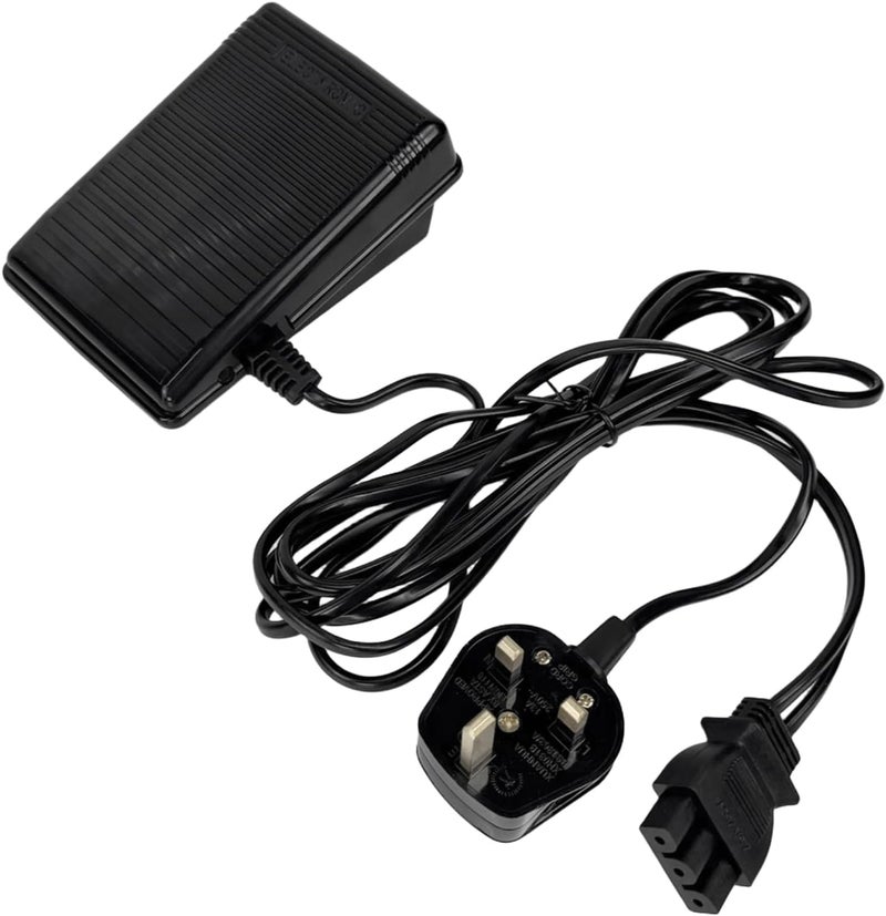 Flylin Sewing Foot Controller Pedal, Replacement Foot Pedal and Power Cord Sewing Machine with Power Cord UK Plug 220V for Singer - Image 1