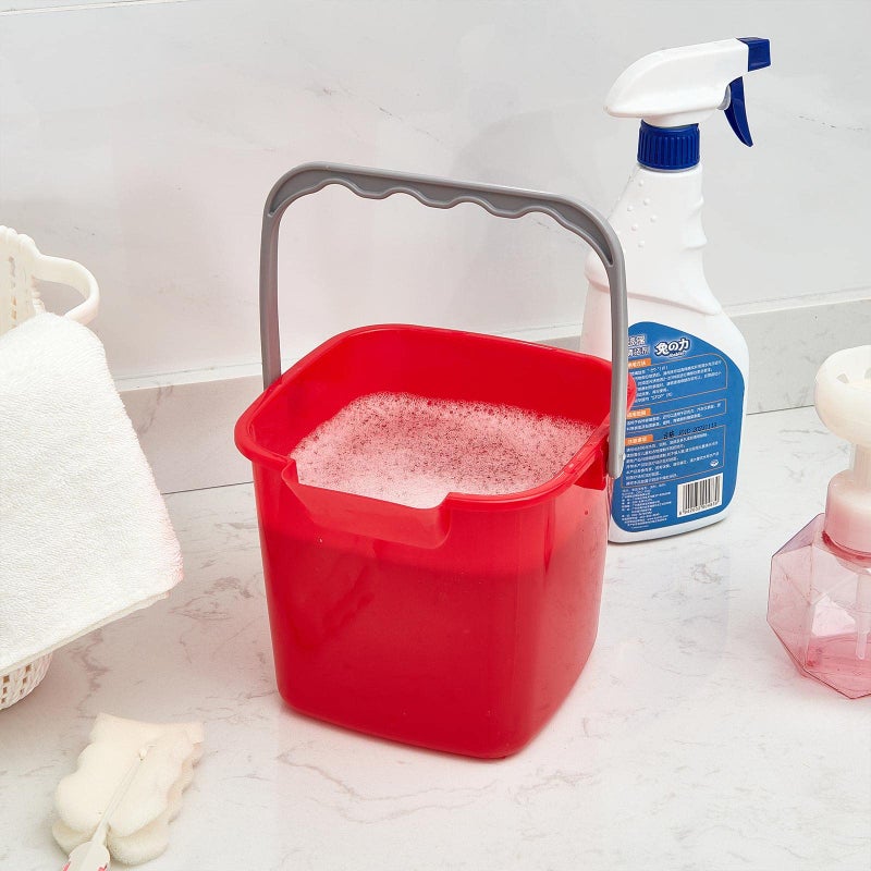Irenare 8 Pcs Red Sanitizing Bucket 3 Quart Cleaning Bucket Small Detergent Square Bucket  Spout And Handle Plastic Utility Cleaning Pail For Kitchen School Home Offices Commercial Use - Image 4