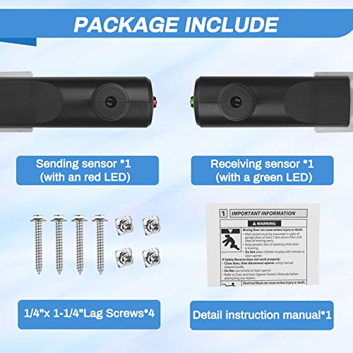 Vanesa Garage Door Sensors for Genie/Overhead, Garage Door Sensor GSTB-R STB-BL Compatible with Genie/Overhead Garage Door Opener Made After 1993, Item Includes Two Sensors (Receiving&Sending) - Image 2