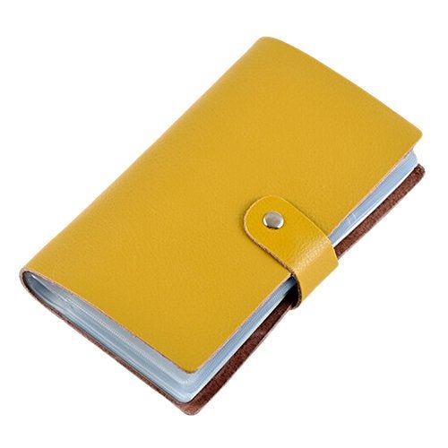 boshiho Leather Credit Card Holder Business Card Case Book Style 90 Count Name ID Card Holder Book (Yellow) - Image 1
