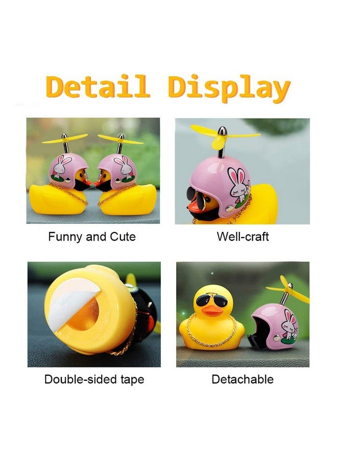wonuu Car Duck Rubber Duck Car Decorations Dashboard 2Pack Small Duck Ornaments With Propellers Glasses Gold Chain - Image 2