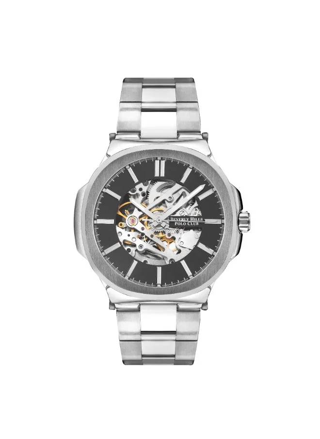 بيفرلي هيلز بولو كلوب Beverly Hills Polo Club BP3635X.360 Men Mechanical Display Watch & Metal Strap Silver