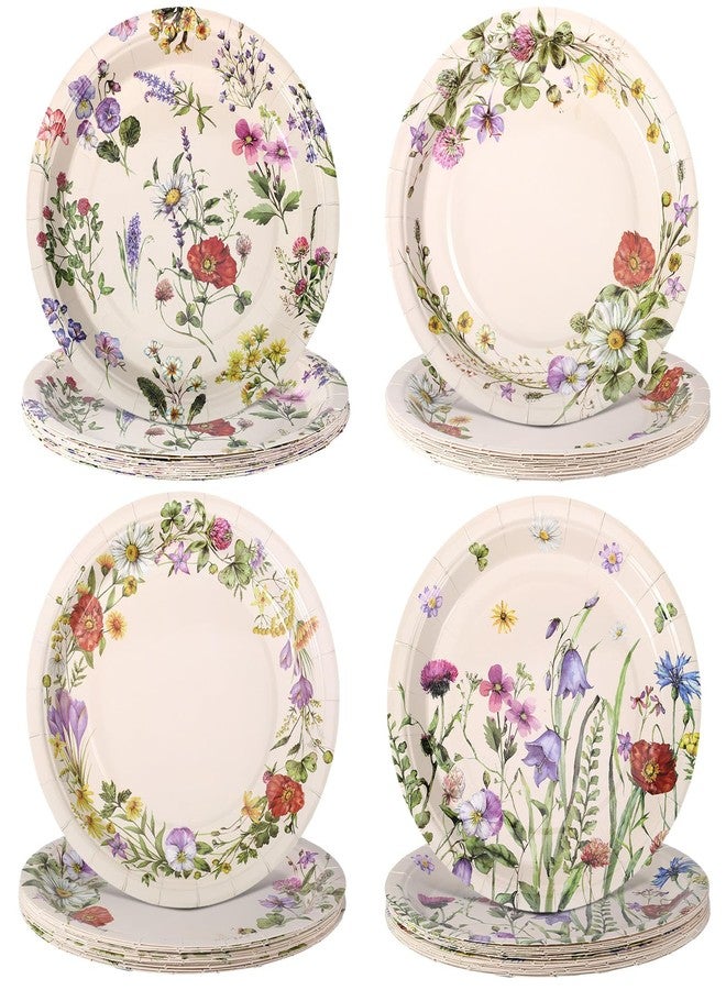 Zopeal 60 Pieces Floral Paper Plates 9 Inch, Wildflower Spring Baby in Bloom Baby Shower Decorations Wild Flower Wedding Disposable Floral Dinner Plates for Birthday Tea Party Shower Supplies - Image 1