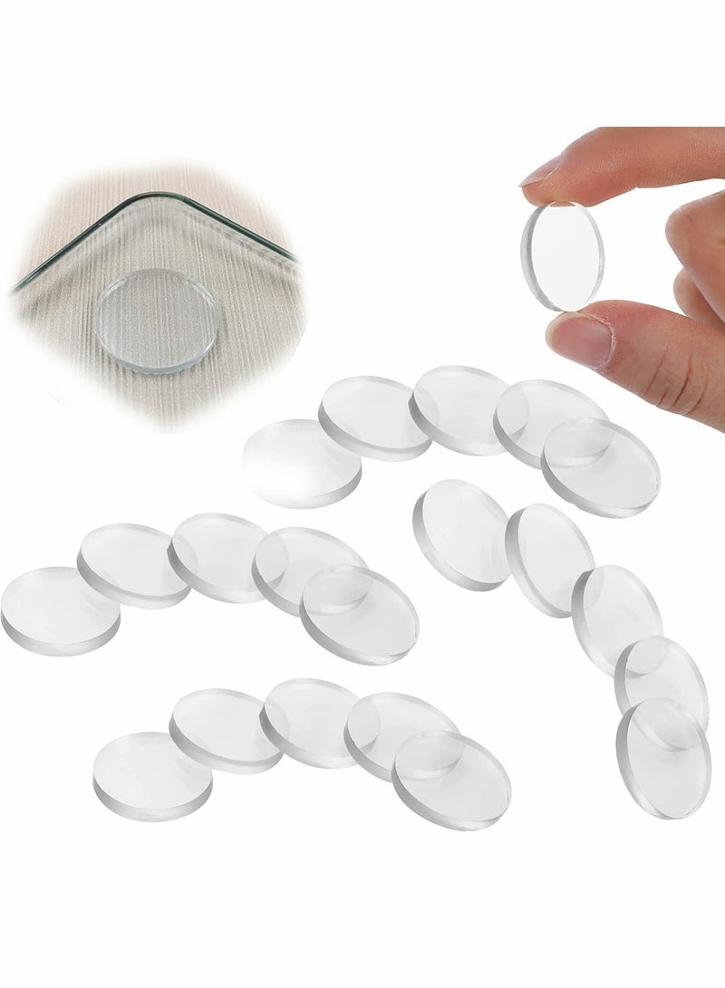Excefore Clear Glass Table Top Bumper Non-Adhesive Pads, Glass Table Top Spacer Transparent Round Silicone Door Handle Bumper for Doorknobs/Desk/Cabinets/Drawers/Furniture(20 Pcs, 25 x 3 mm) - Image 1