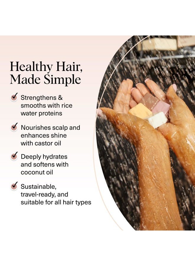 Kitsch Shampoo and Conditioner Set - 4pc Sampler Bars with Rice Water Shampoo and Conditioner, Castor Oil Shampoo & Coconut Oil Conditioner - Bottle-Free Beauty for Hair Growth, Repair & Moisture - Image 3