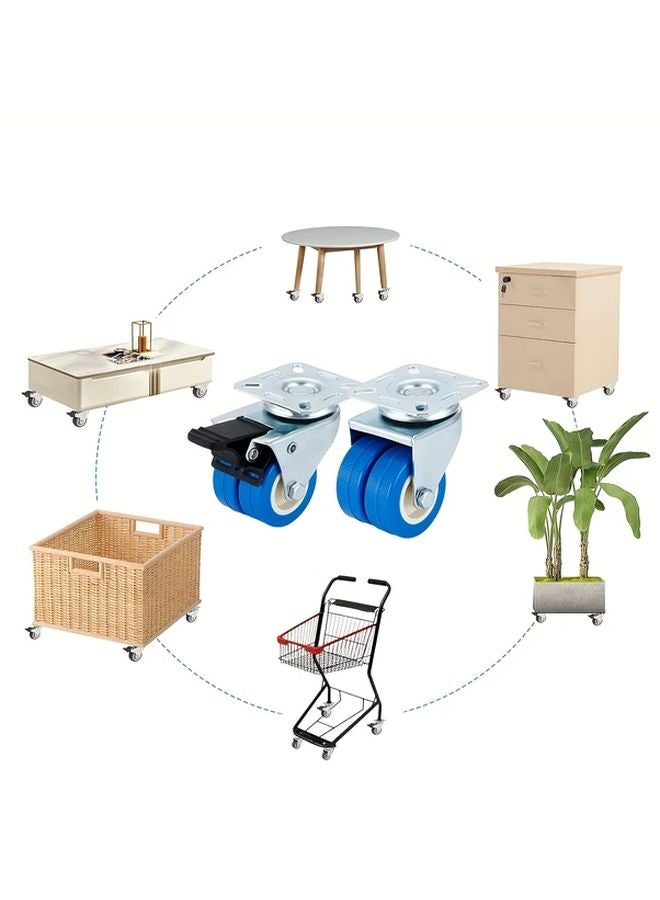 4 Heavy Duty 2 5 Inch Casters Dual Brake System 800 Lbs Capacity 2 With Brakes 2 Without Brakes - Image 4