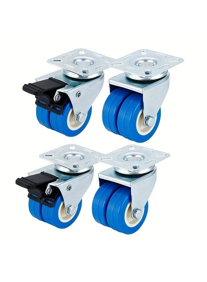 4 Heavy Duty 2 5 Inch Casters Dual Brake System 800 Lbs Capacity 2 With Brakes 2 Without Brakes - Image 2