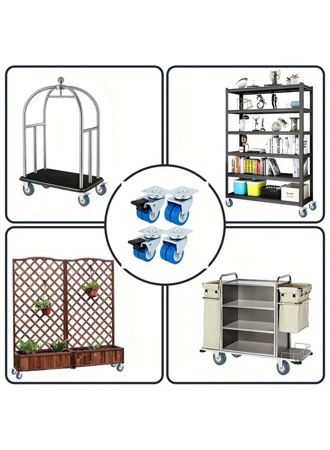 4 Heavy Duty 2 5 Inch Casters Dual Brake System 800 Lbs Capacity 2 With Brakes 2 Without Brakes - Image 5