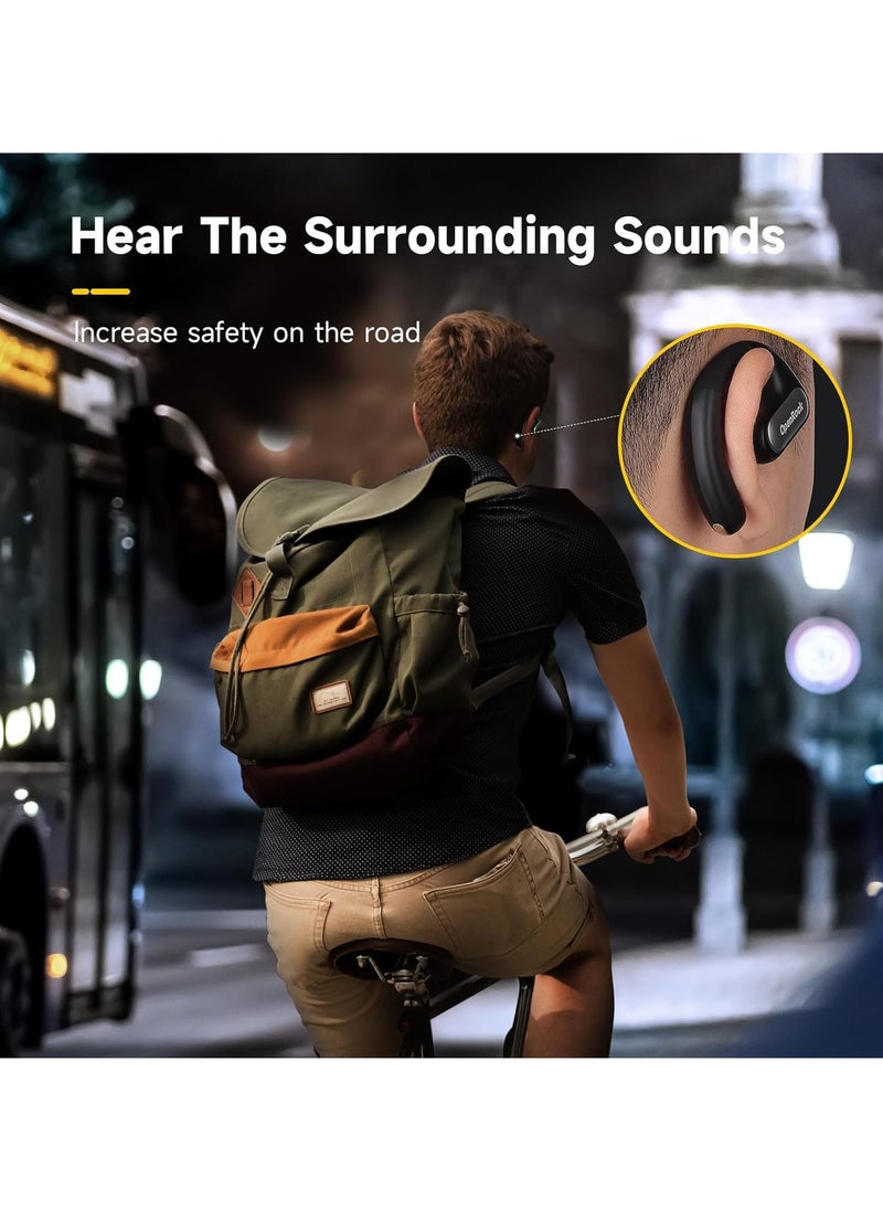 OpenRock - Pro Open-Ear Air Conduction Headphones, Bluetooth 5.2 Wireless Earbuds, 46 Hrs Playtime with Charging Case, Extra Deep Bass, IPX5 Waterproof, Sports Earphones for Running, Driving, Workout - Image 1