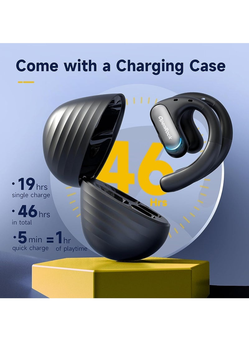 OpenRock - Pro Open-Ear Air Conduction Headphones, Bluetooth 5.2 Wireless Earbuds, 46 Hrs Playtime with Charging Case, Extra Deep Bass, IPX5 Waterproof, Sports Earphones for Running, Driving, Workout - Image 1