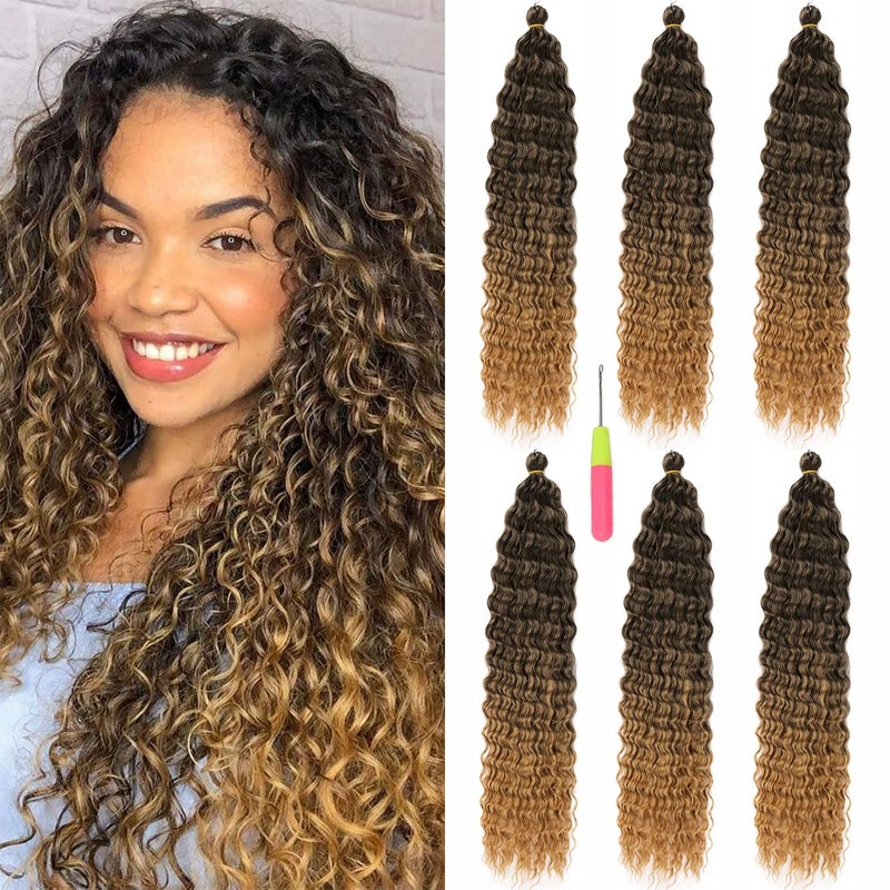 MAYSA Ocean Wave Crochet Hair 22inch Brow Curly Crochet Hair Extensions 6Packs Soft Synthetic Wavy Crochet Hair Extensions for Women 1BT27