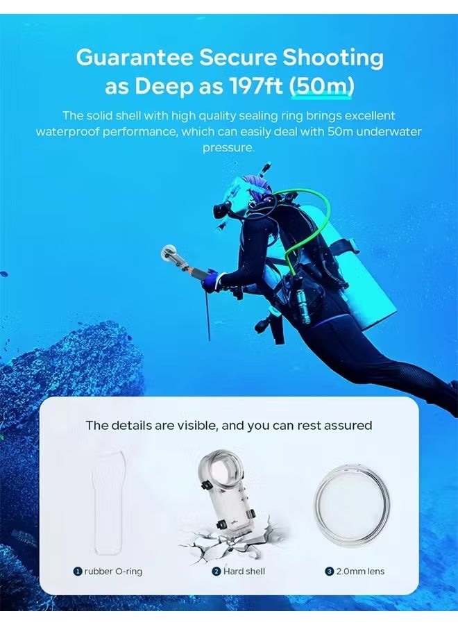 aMagisn Invisible Dive Case for Insta360 X4,Waterproof 164ft/50m Diving Housing Cover Protective Shell Insta 360 X4 Accessories - Image 3