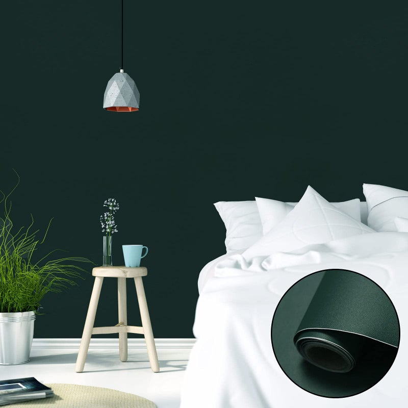 WADILE Peel and Stick Wallpaper 15.9in x 78.7in, Solid Color Contact Paper Waterproof, Vinyl Colored Wall Paper Self Adhesive, Textured Wallpaper Removable for Cabinets/Countertop, Dark Green - Image 2