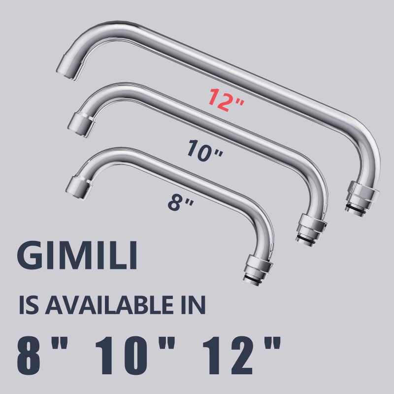 GIMILI Wall Mount Commercial Sink Faucet with 12  Swivel Spout Polish Chrome Brass Utility Sink Faucet for Kitchen Laundry Restaurant Industrial Compartment Sink(Include 90 Degree Adapters) - Image 4