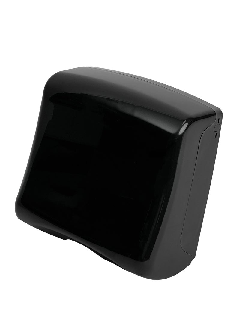 Generic - C-Fold Tissue Dispenser | Interfolded Dispensing Mechanism | Durable Plastic Construction | See-Through Transparent Panel | Wall-Mountable | Suitable For Homes, Offices, Hotels, & More | Black - Image 1