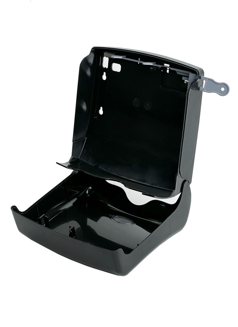 Generic - C-Fold Tissue Dispenser | Interfolded Dispensing Mechanism | Durable Plastic Construction | See-Through Transparent Panel | Wall-Mountable | Suitable For Homes, Offices, Hotels, & More | Black - Image 1