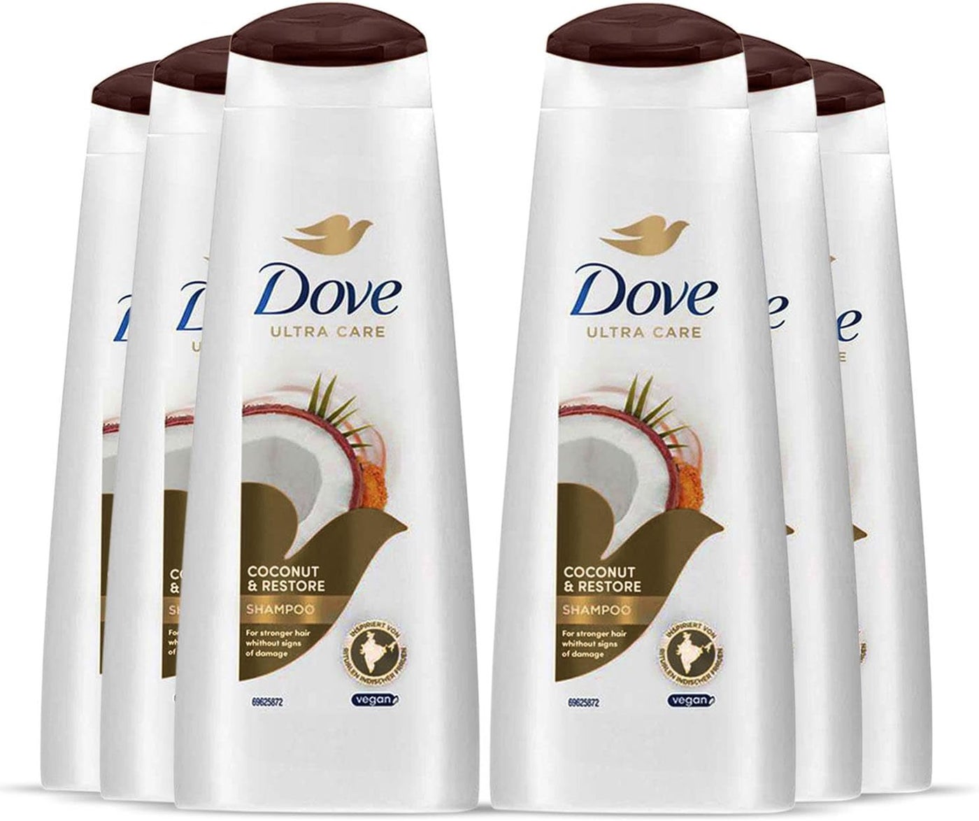 Dove 6 Pack of 400ml Dove Nourishing Secrets Restoring Ritual Shampoo with coconut oil