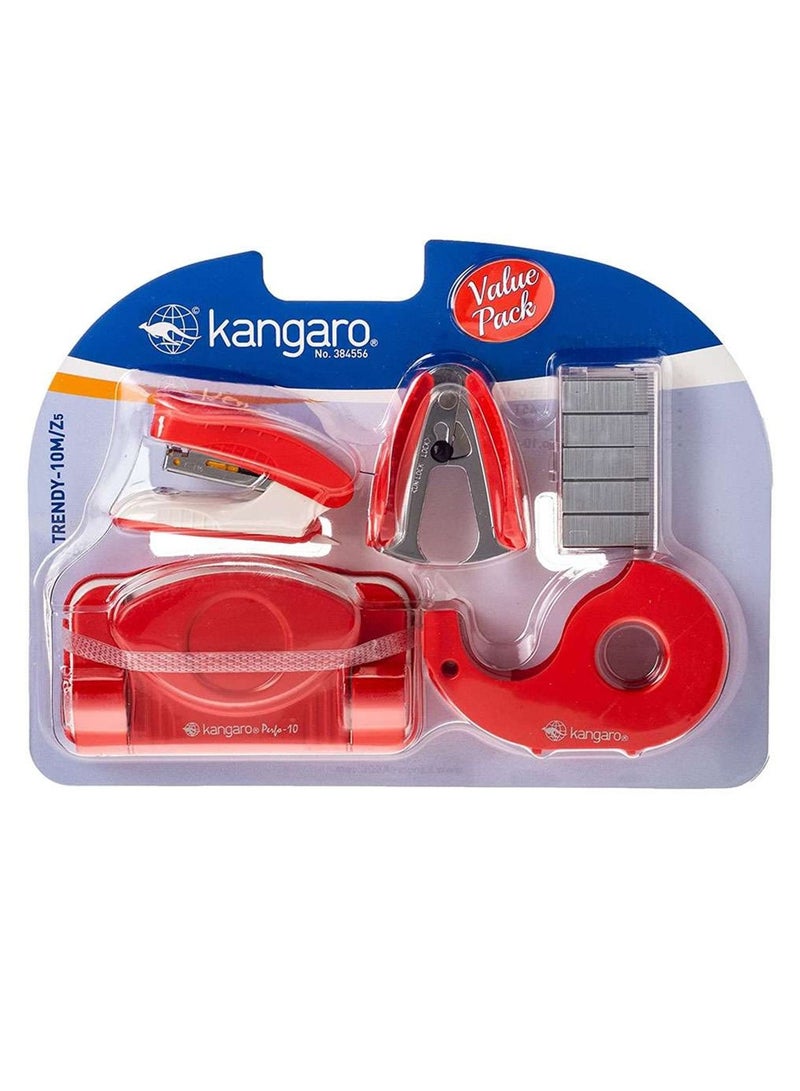 Kangaro 5-Piece Stapler and Punch With Accessories Set Assorted Colours - Image 1