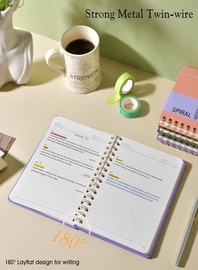 PAPEJOON Lined Spiral Journal Notebook, A5 Hardcover Spiral Journals for Women Men, 100 GSM Paper College Ruled Notebooks, 150 Pages Spiral Bound Notebook for Writing Note Taking Work 5.75" x 8.38" Purple - Image 5