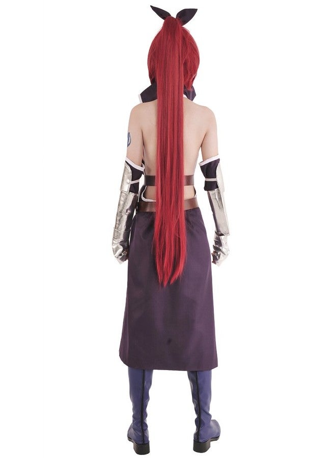 miccostumes Women's Erza Scarlet Purple Cosplay Costume, Purple, XL - Image 2
