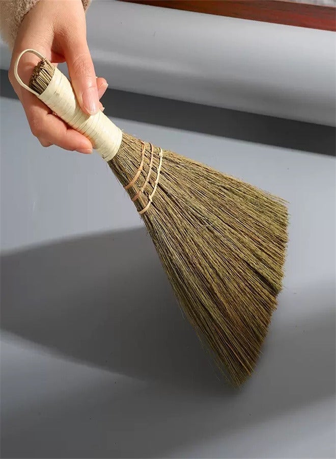 Handmade Natural Grass Whisk Soft Brush with Retro Sweeping Wicker Shrub Herb Garden Hand Broom  - Image 1