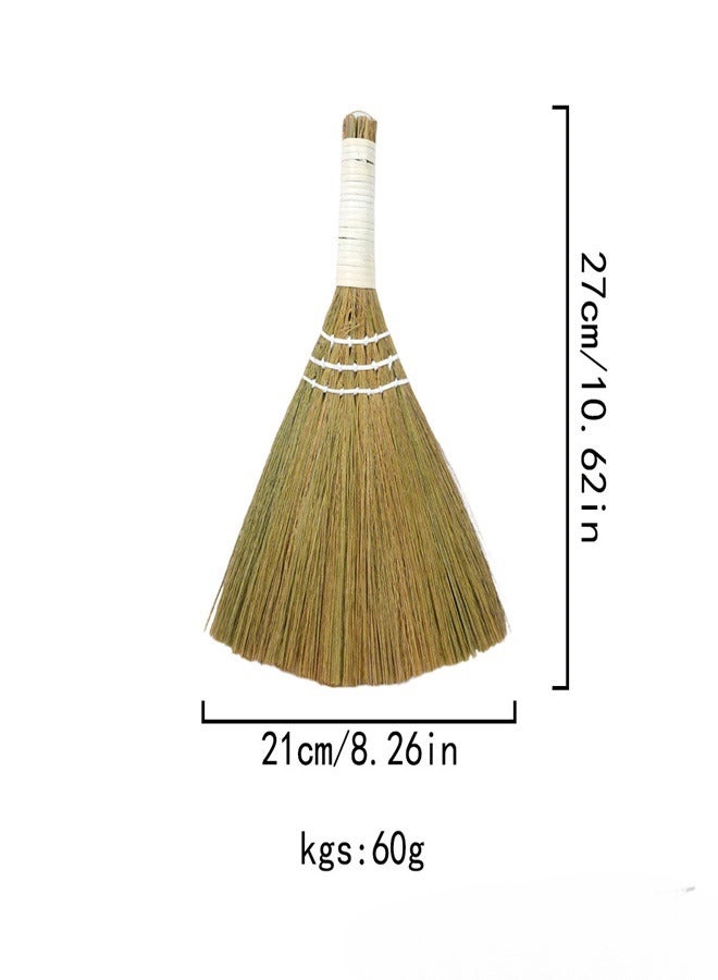 Handmade Natural Grass Whisk Soft Brush with Retro Sweeping Wicker Shrub Herb Garden Hand Broom  - Image 3