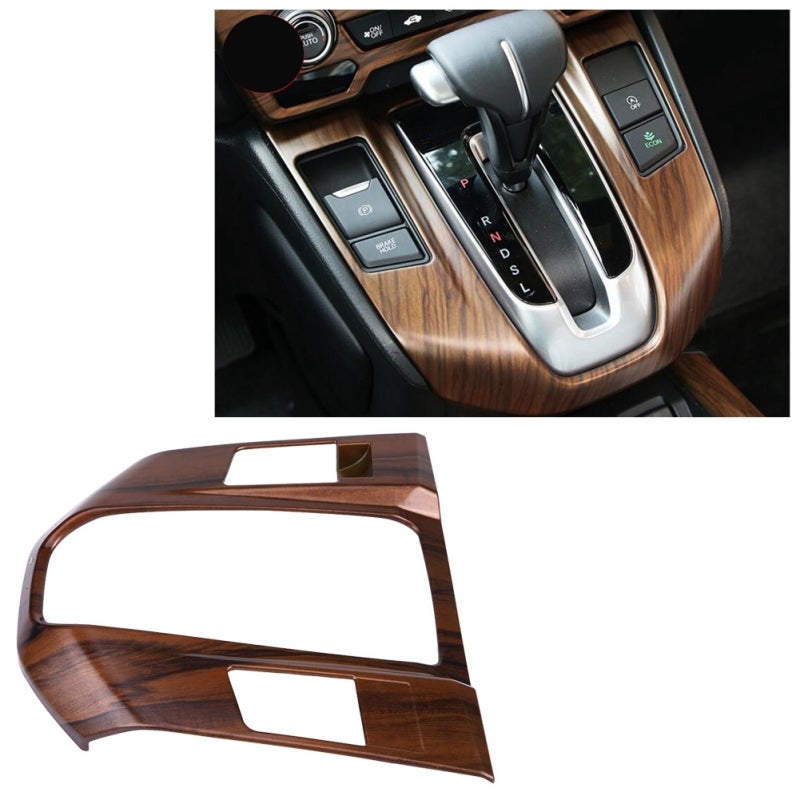 Car Interior Gear Shift Frame Cover Trim: Peach Wood Grain ABS Plastic - High Gloss Scratch Dust Protection Decorative Accessory for Honda CRV 2017 Center Console - Image 3