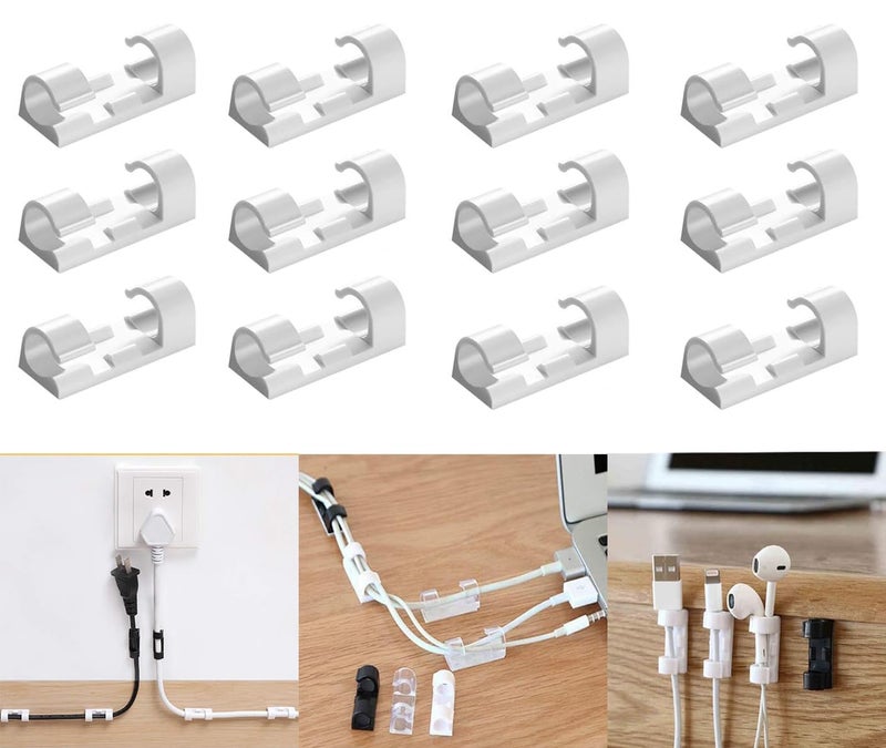 INOVERA (LABEL) 20 Pieces Cable Management Clips Desktop Wire Organizer Cord Hook with 3M Adhesive Foam (White) - Image 1