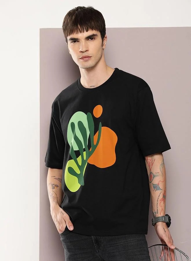 ديلينجر Round Neck Graphic Print Oversized T-Shirt by Styli