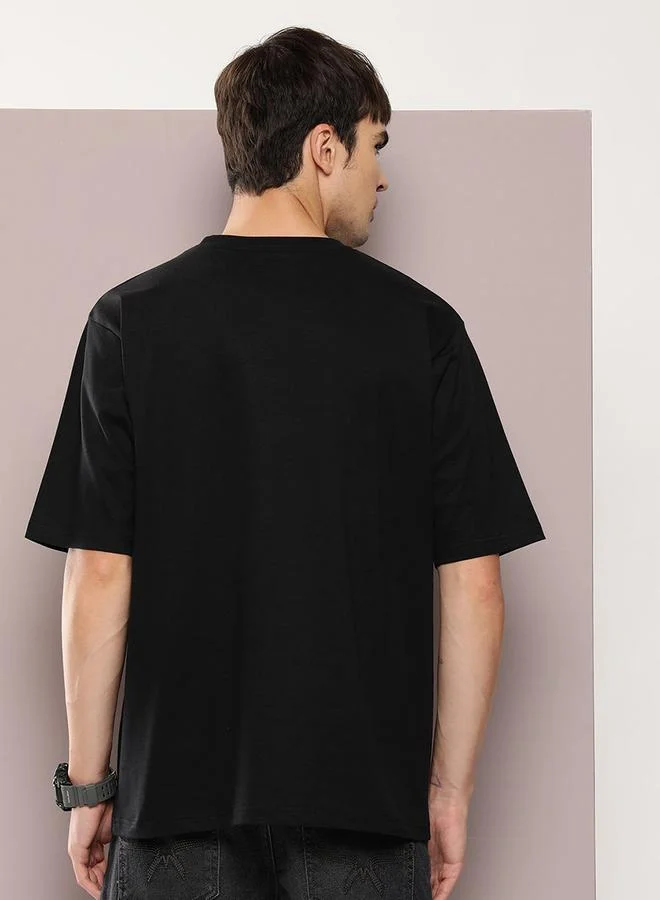ديلينجر Round Neck Graphic Print Oversized T-Shirt by Styli