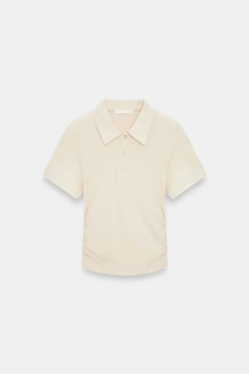 Dilvin Beige Natural DILVIN Women’s Crop Slim Fit Polo T-Shirt for Women | Best Price UAE