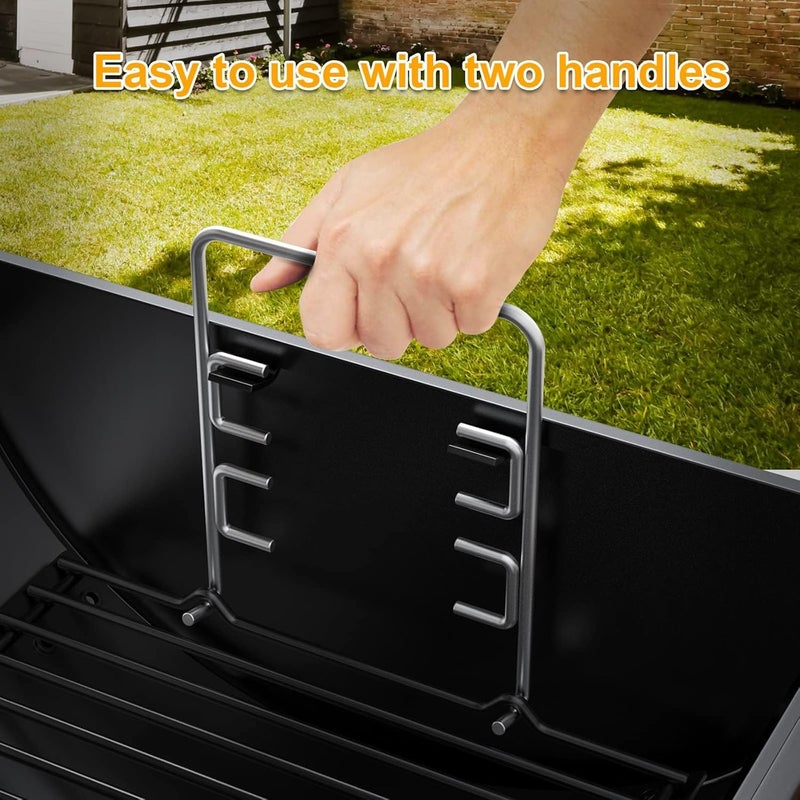 LS'BABQ لوحة رماد قابلة للتعديل من 23" إلى 34" لشواية الفحم Chargriller 1224 1324 2121 2222 2123، Oklahoma Joe لشواية الفحم Royal Gourmet، لوحة رماد مع 2 قطعة من حامل شبكة النار - Image 5